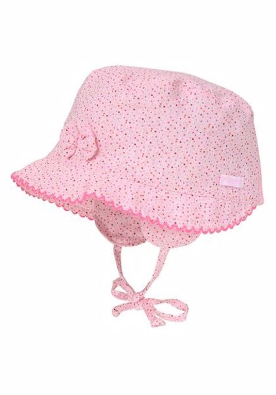 Babylue med brem og sløyfe - Rosa prikker