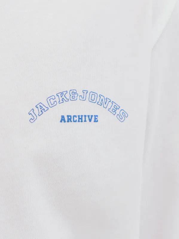Jack & Jones Jr college logo Tee ls - Bright White