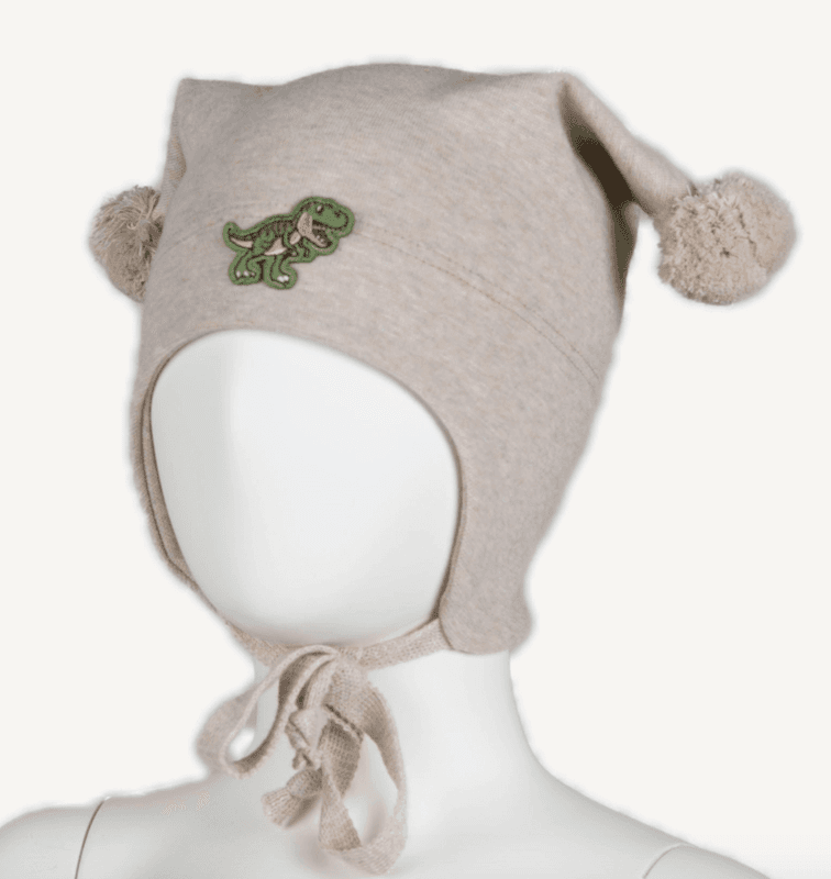 Kivat Bomullslue m/dinosaur - Beige