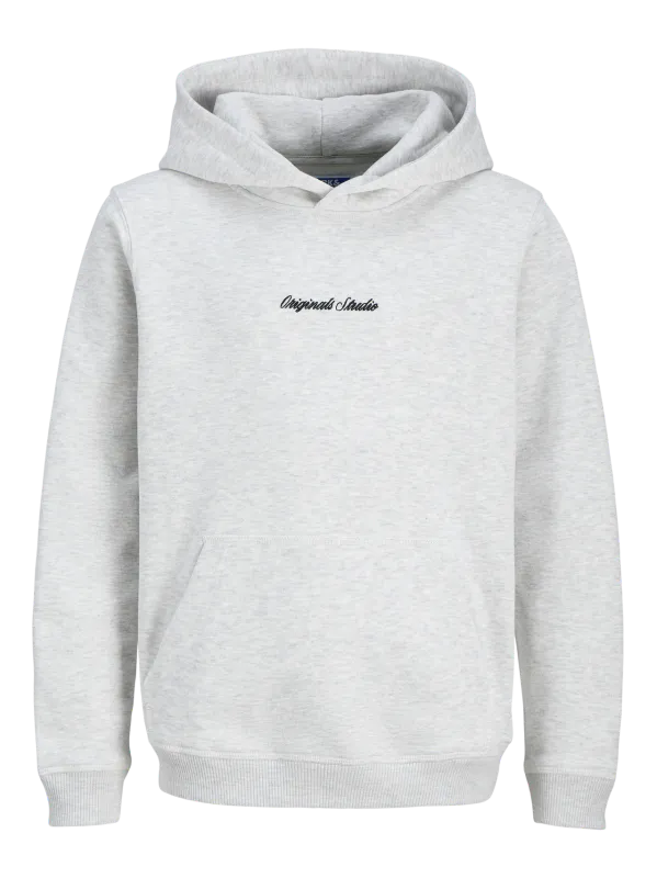 JorNorrebro emb sweat hood - White Melange