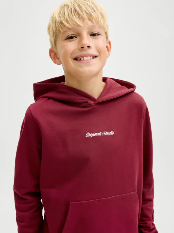 JorNorrebro emb sweat hood jnr - Tibetan Red