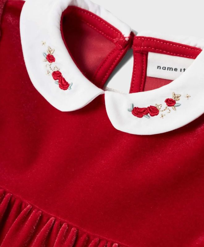 NmfRinna ls Velour dress - Jester Red