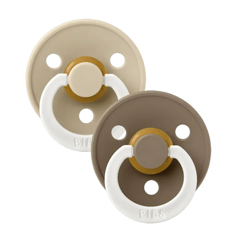 BIBS Colour GLOW 2-pk Naturgummi - Vanilla/Dark Oak