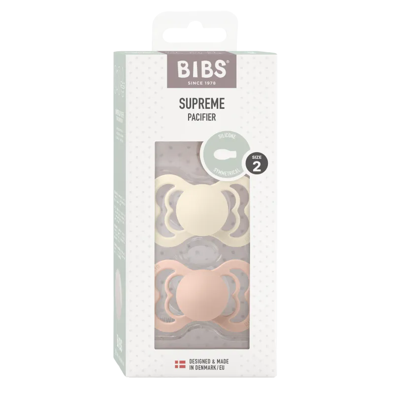 BIBS Supreme 2-pk Silicone - Ivory/Blush 